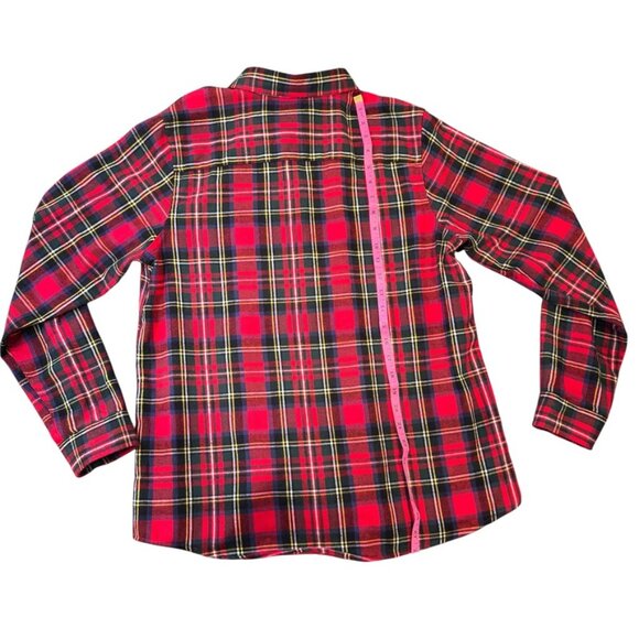 LL Bean Flannel Shirt Womens Size M Long Sleeve‎ Button Down Plaid Red - Picture 7 of 11